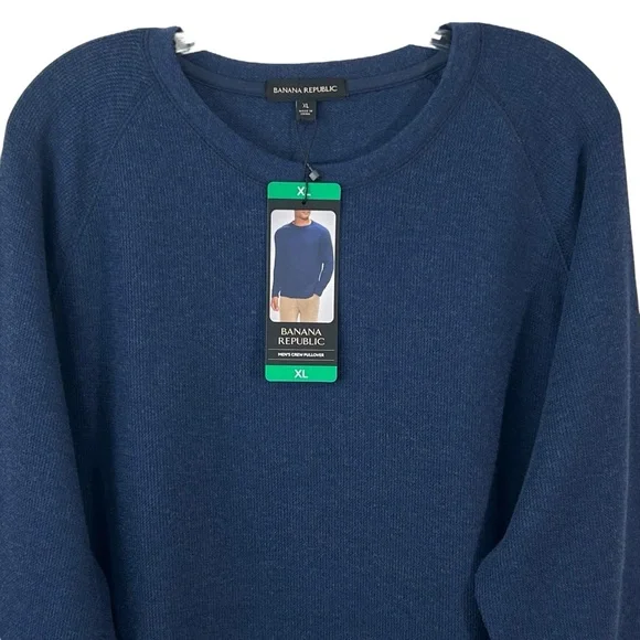 Banana Republic Men’s Crew Pullover Sweater Navy Blue size XL - Picture 2 of 7